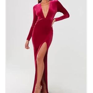 Fuchsia velvet maxi dress